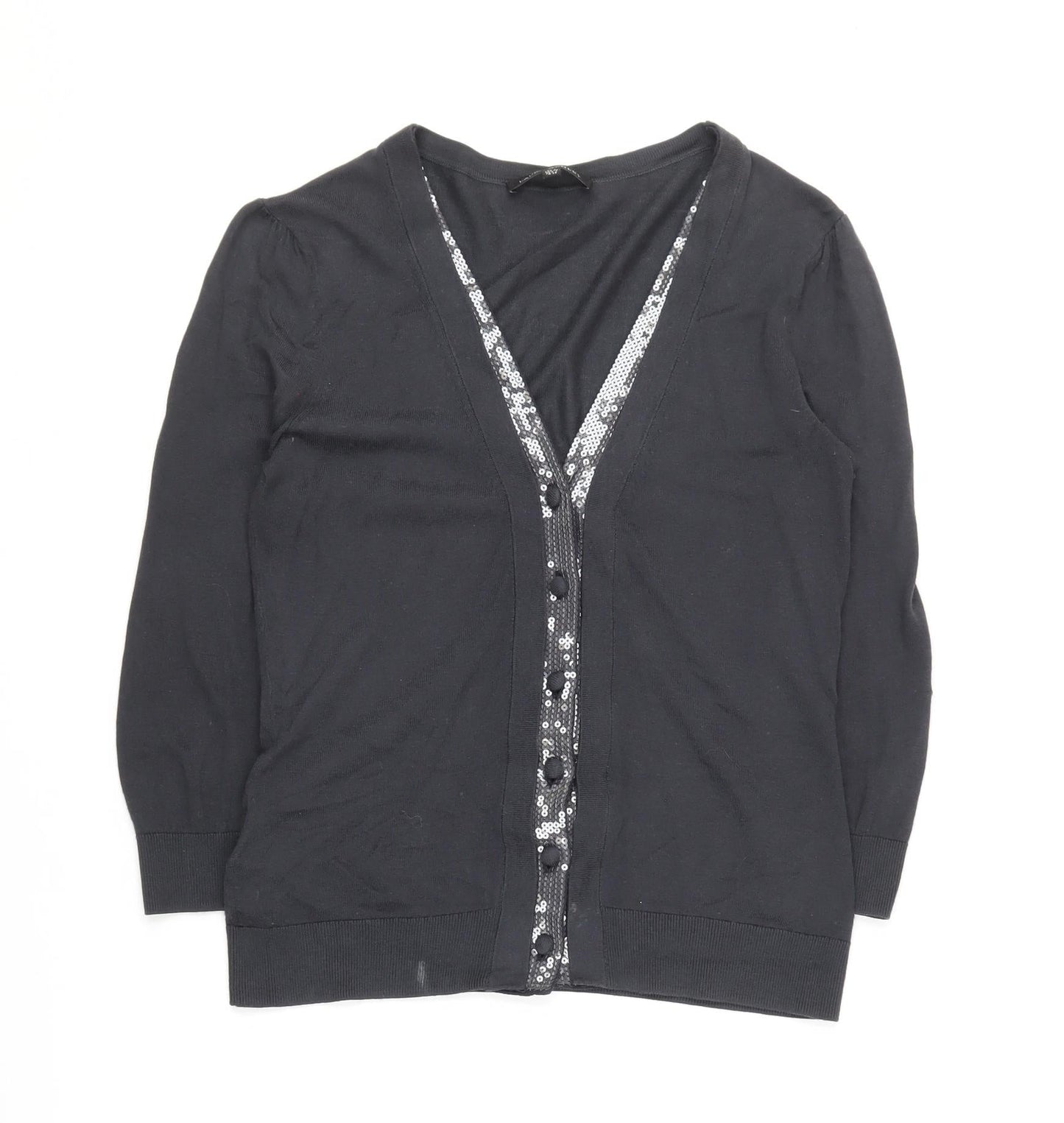 Laura Ashley Women's Black Sequin Cardigan, Size 8