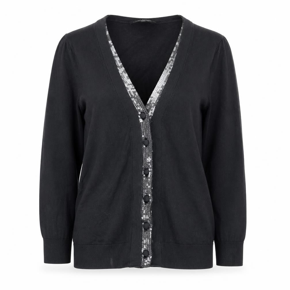 Laura Ashley Women's Black Sequin Cardigan, Size 8