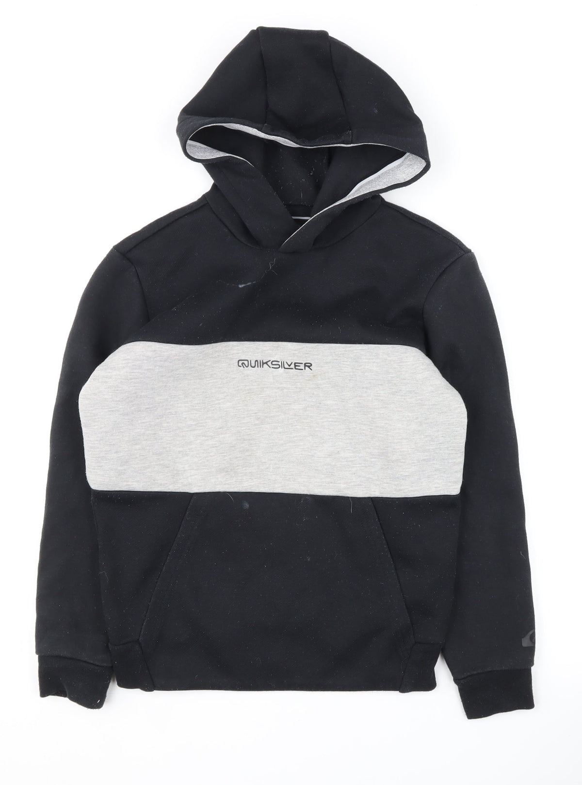 Quiksilver Boys Black Grey Colourblock Hoodie S