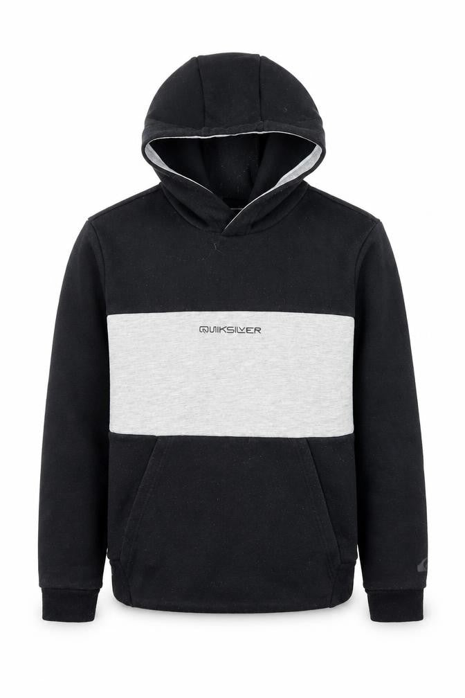 Quiksilver Boys Black Grey Colourblock Hoodie S