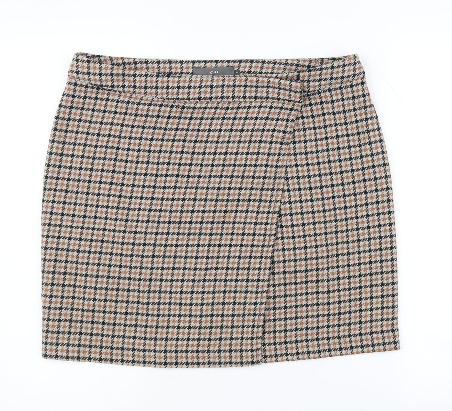 ICHI Women's Check Pencil Skirt, Multicoloured, Size 14