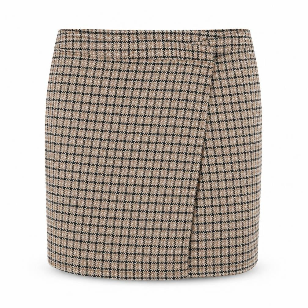ICHI Women's Check Pencil Skirt, Multicoloured, Size 14