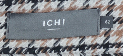Close-up detail of ICHI Women's Check Pencil Skirt, Multicoloured, size 14