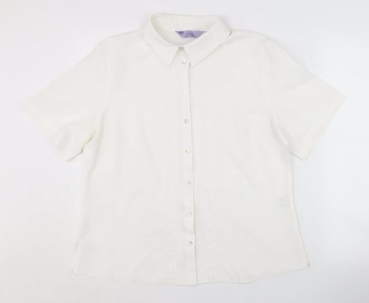 Honor Millburn Women's White Button-Up Shirt Size 16