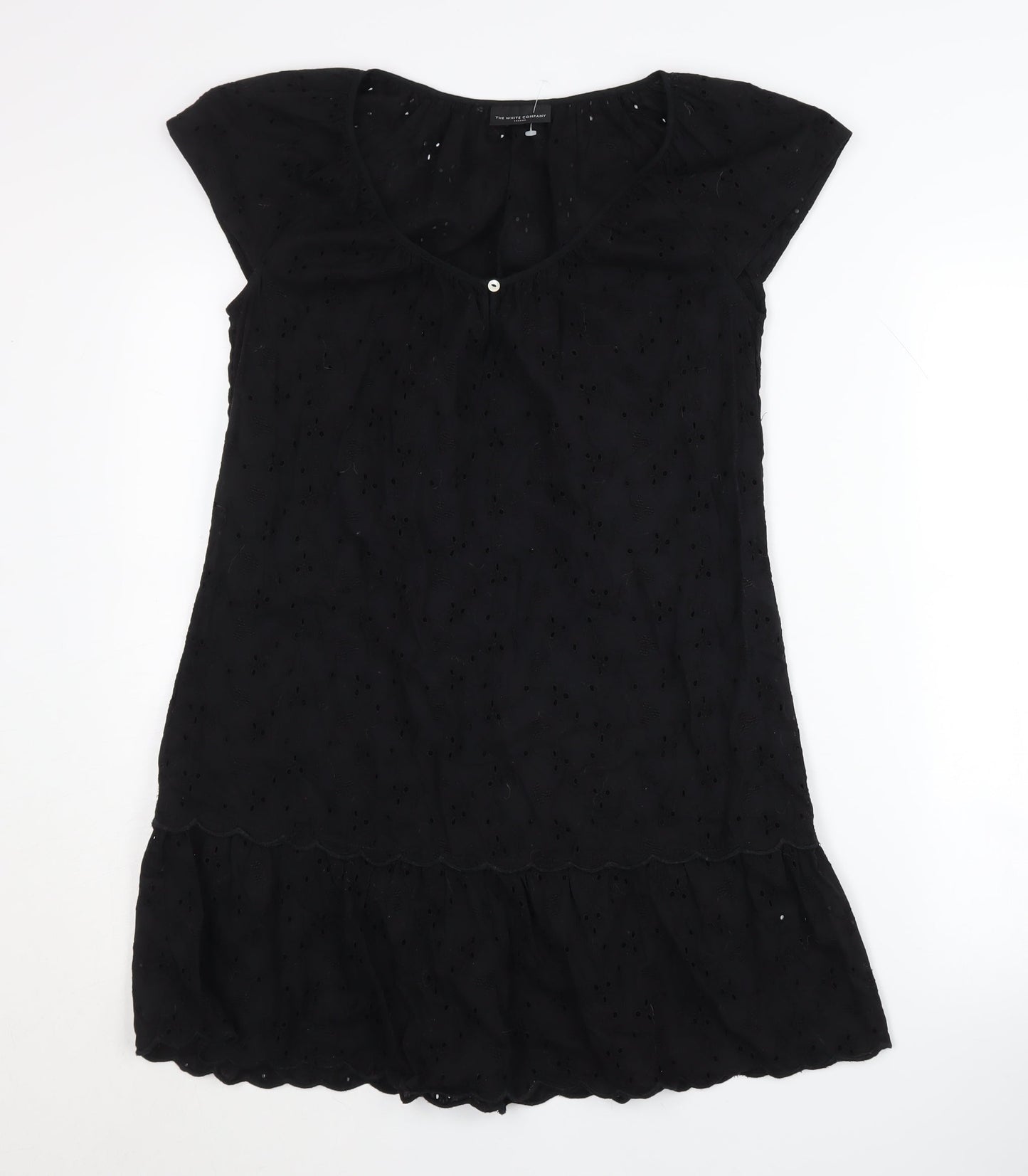 The White Company Women's Black Cotton Dress Size 8
