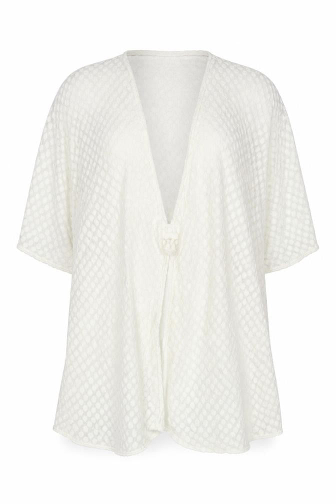 Eberjey Women's White Open-Knit Wrap Jumper Cover Up M