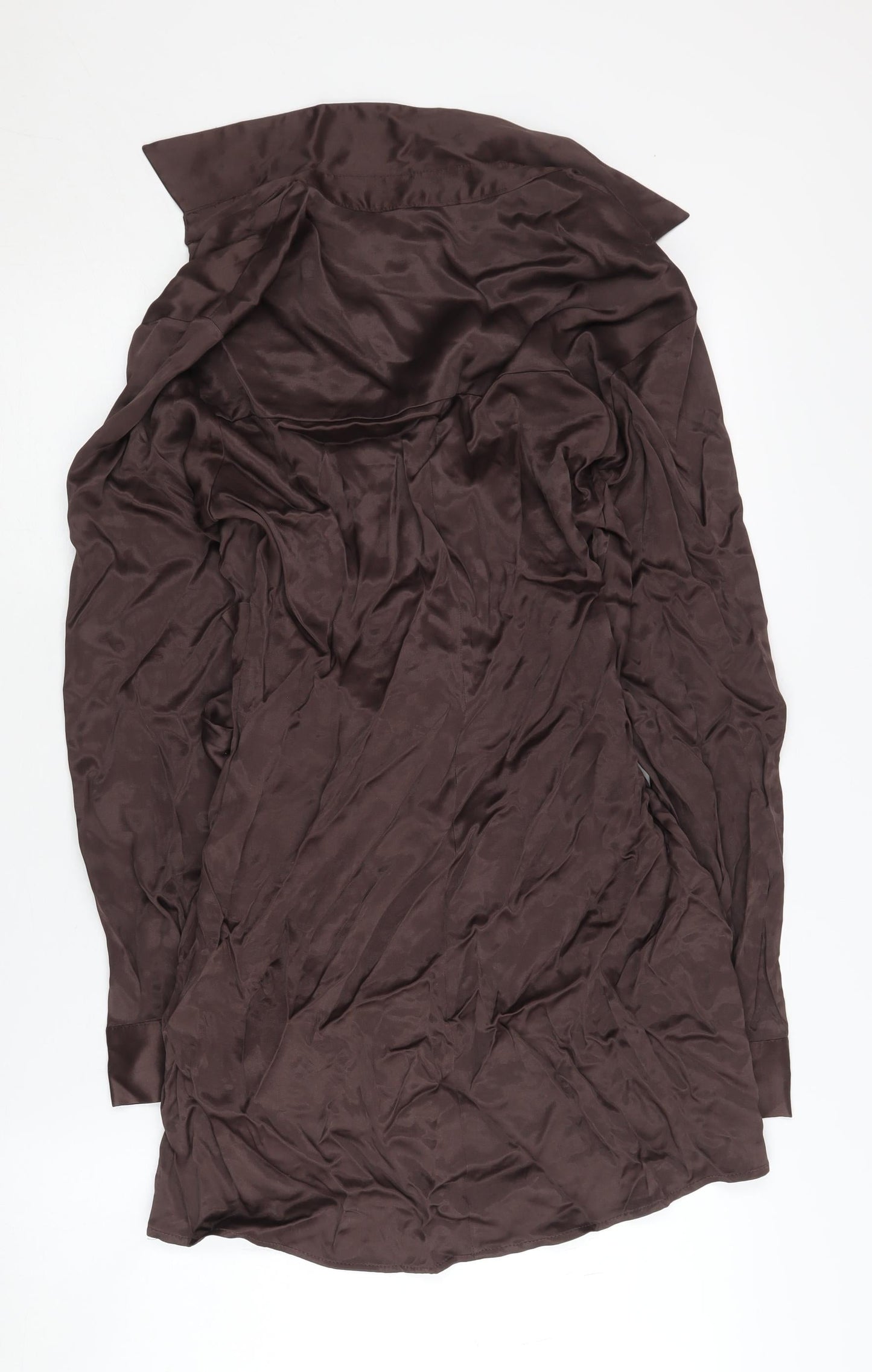 Zara Women's Brown V-Neck Long Sleeve Dress Size 8
