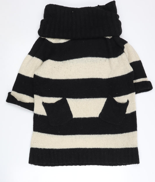 Warehouse Women's Black Stripe Acrylic Pullover Jumper UK 12