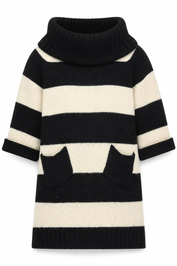 Warehouse Women's Black Stripe Acrylic Pullover Jumper UK 12