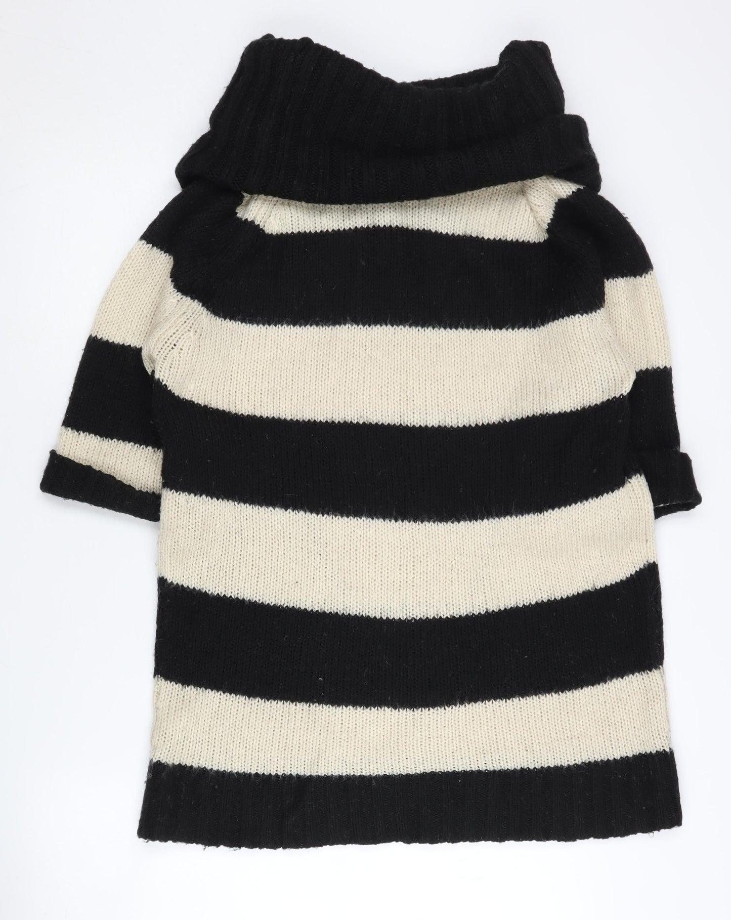 Warehouse Women's Black Stripe Acrylic Pullover Jumper UK 12