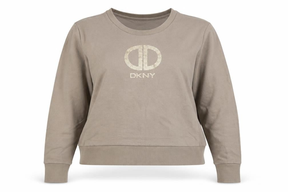 DKNY Women's Beige Logo Sweatshirt Medium