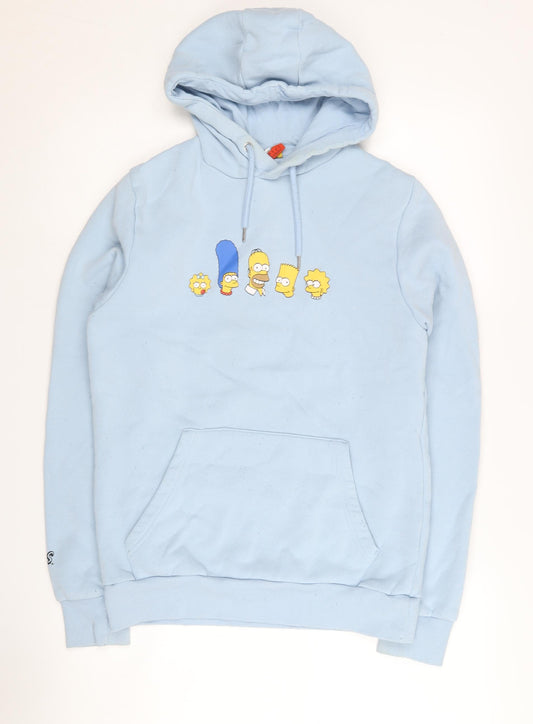 Preloved The Simpsons Unisex Blue Pullover Hoodie S - Front