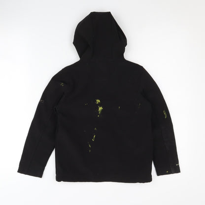 Back view of Regatta boys’ black softshell jacket, 7-8 years, hooded, casual