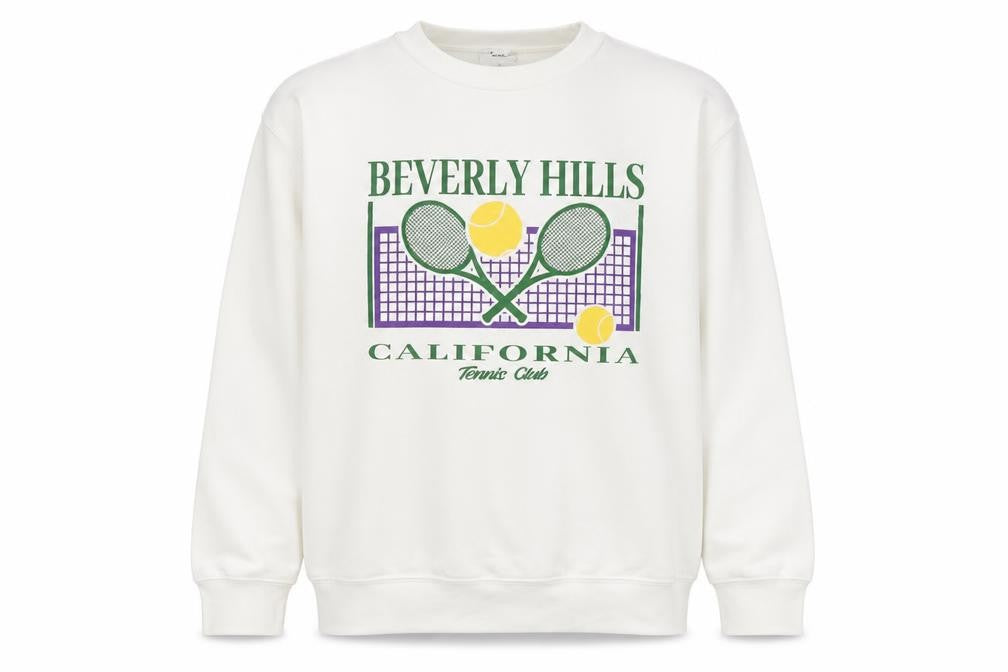 SPOTTED Unisex White M Tennis Sweatshirt