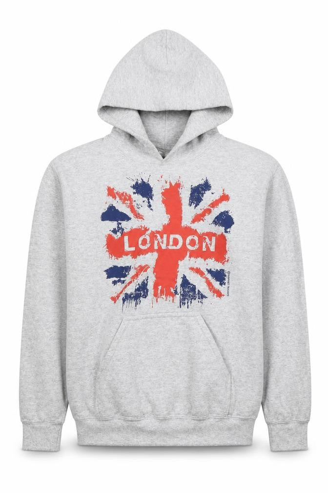 Gildan Men's Grey London Graphic Pullover Hoodie S