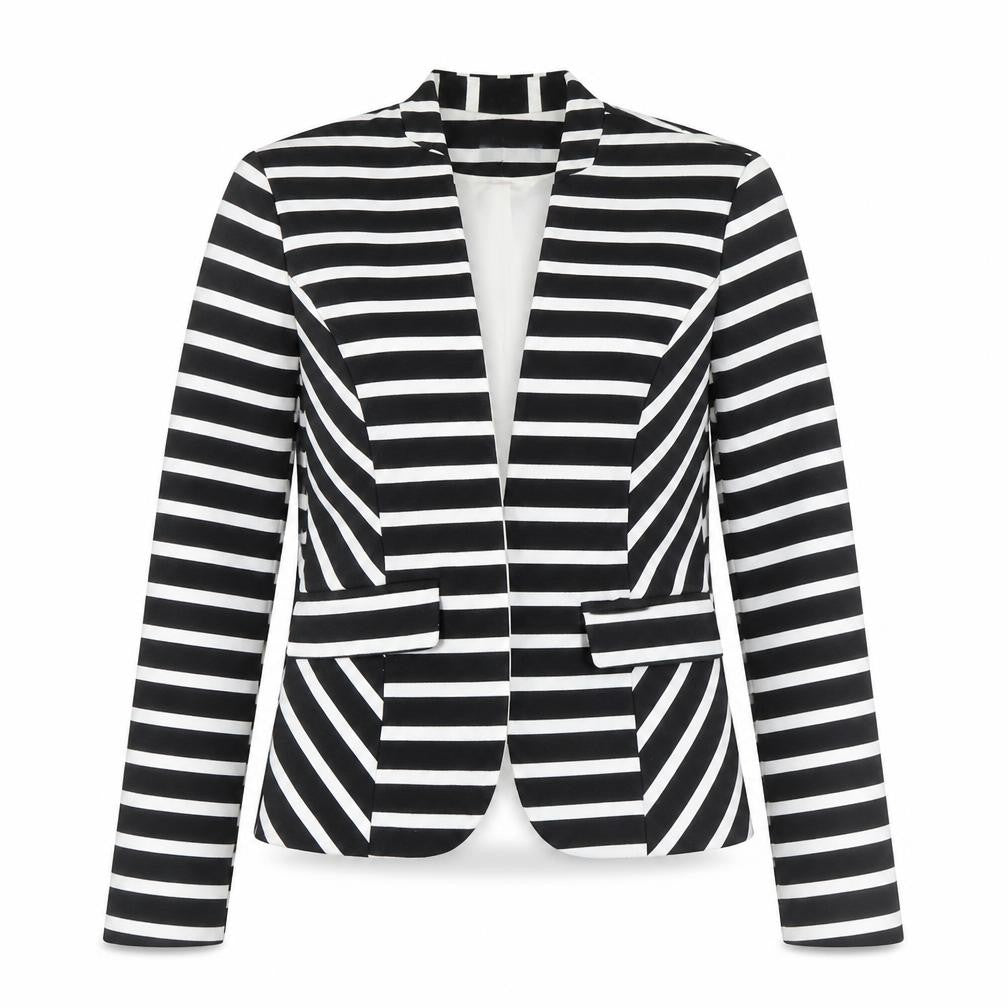 H&M Women's Black Striped Blazer, Size 14, Regular Fit