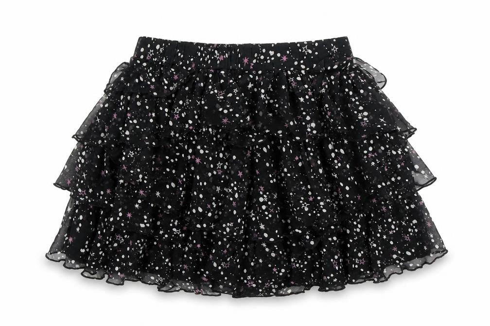C&A Women's Black Layered Chiffon Skirt, Size 10