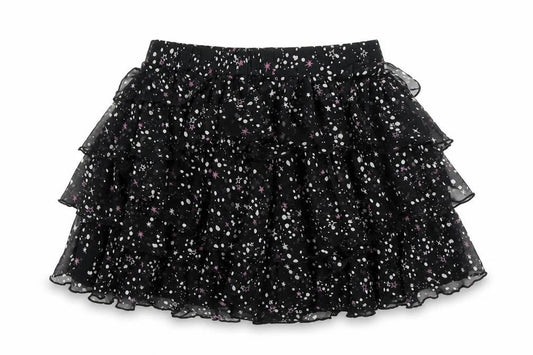 Front view of C&A Women's Black Layered Chiffon Skirt, size 10
