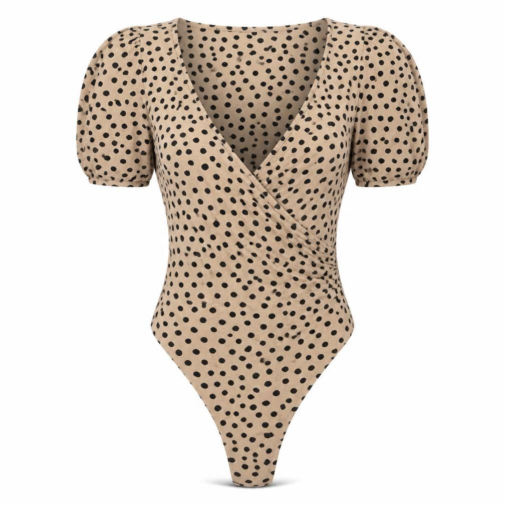 Quiz Clothing Women's Beige Polka Dot Bodysuit Size 12