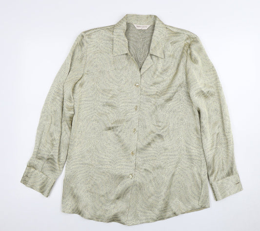 Bonmarché Women's Silver Button-Up Shirt Size 12
