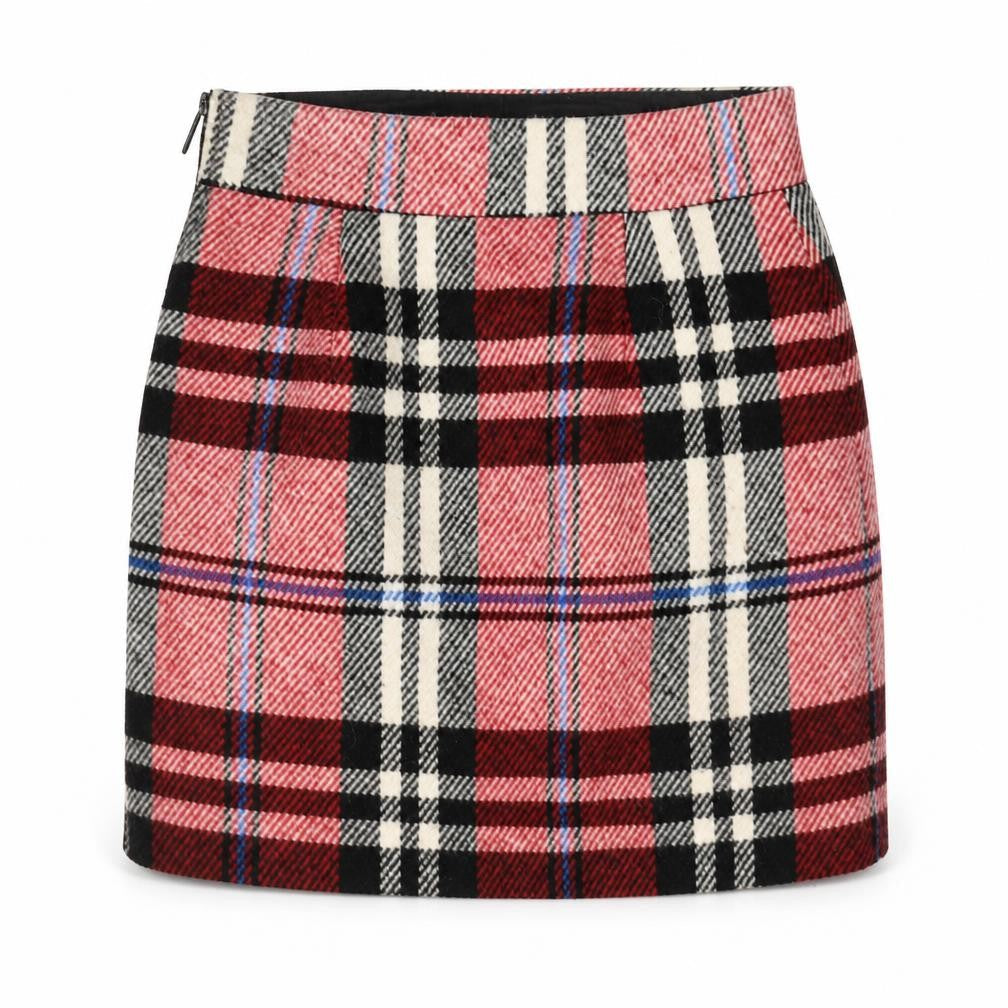 TOPSHOP Women's Red Plaid Pencil Skirt, Size 10