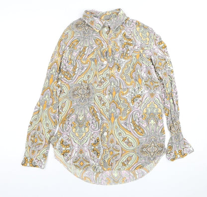 Additional front view of Miss Selfridge Women's Multicoloured Button-Up Paisley Shirt, size 6