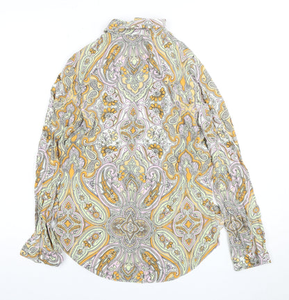 Back view of Miss Selfridge Women's Multicoloured Button-Up Paisley Shirt, size 6