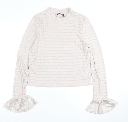 Additional front view of Asos Design Women's Beige Mock Neck Top, size 16