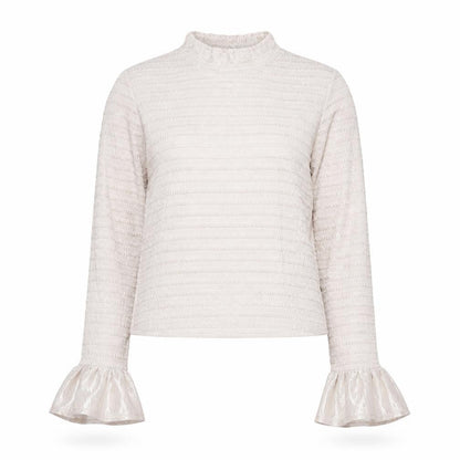 Front view of Asos Design Women's Beige Mock Neck Top, size 16