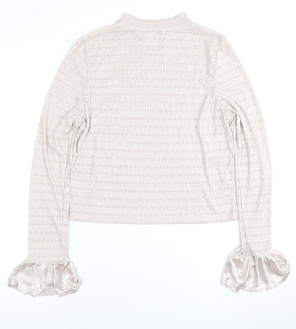 Back view of Asos Design Women's Beige Mock Neck Top, size 16