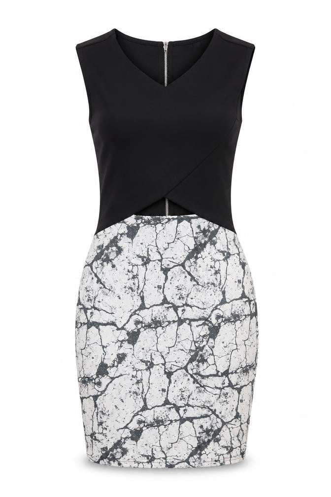 River Island Women’s Black & White Bodycon Dress Size 10