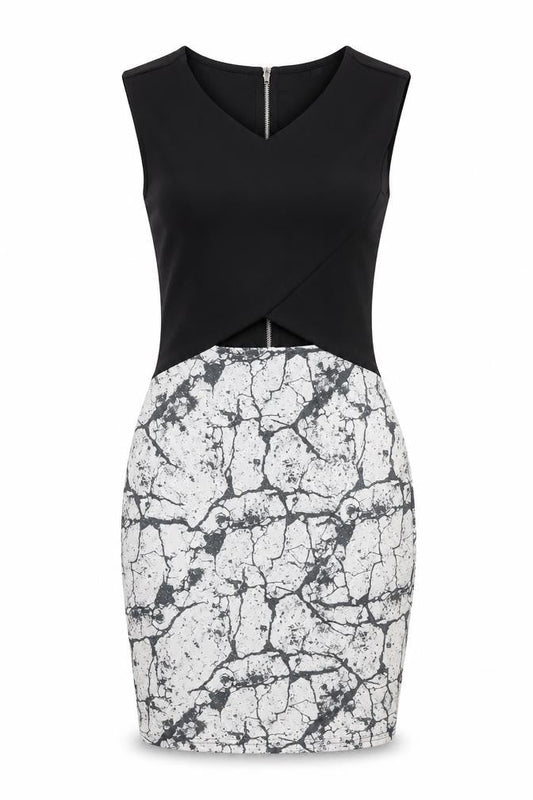 River Island Women’s Black & White Bodycon Dress Size 10