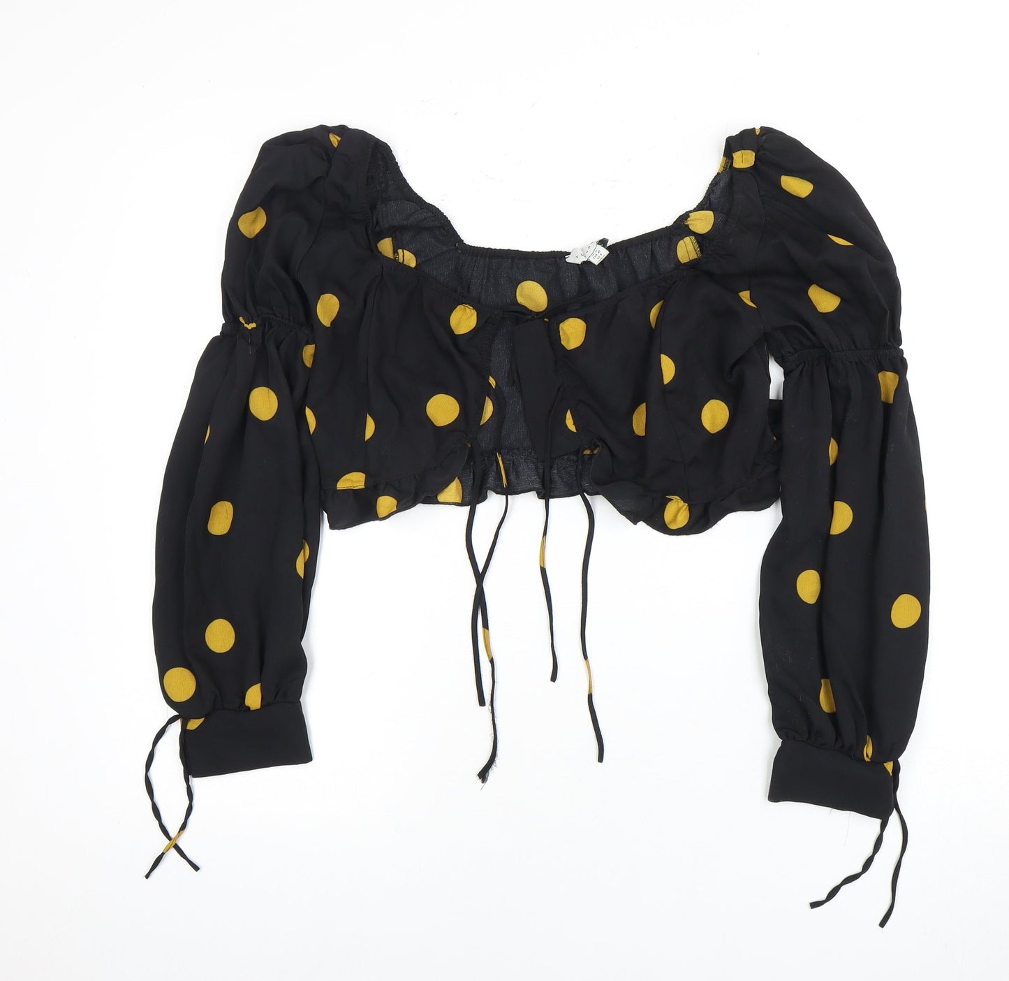 Topshop Women's Black Polka Dot Cropped Top Size 12
