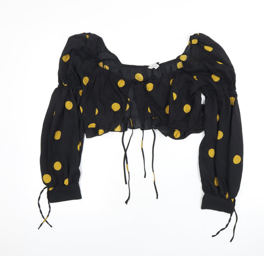 Topshop Women's Black Polka Dot Cropped Top Size 12