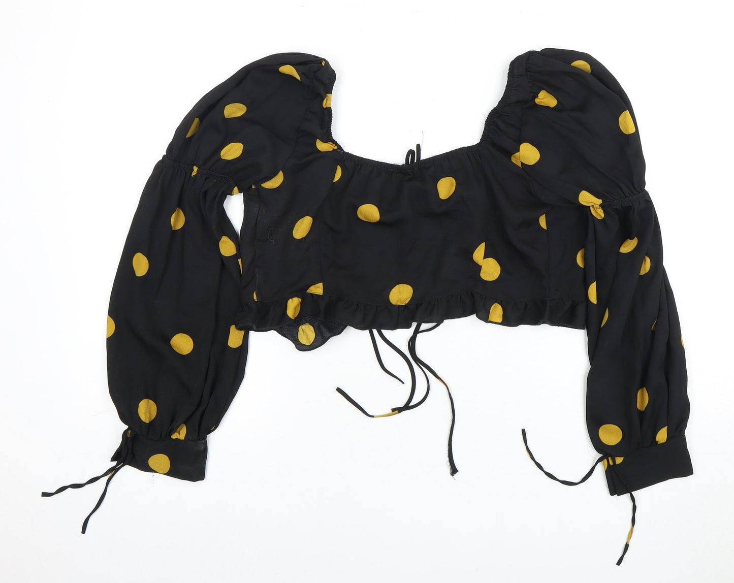 Topshop Women's Black Polka Dot Cropped Top Size 12