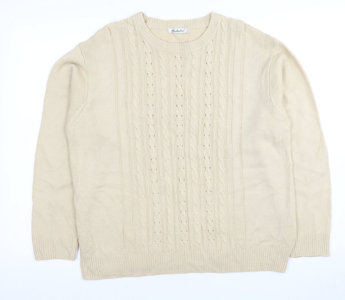 Berkertex Women's Beige Cable-Knit Pullover Jumper