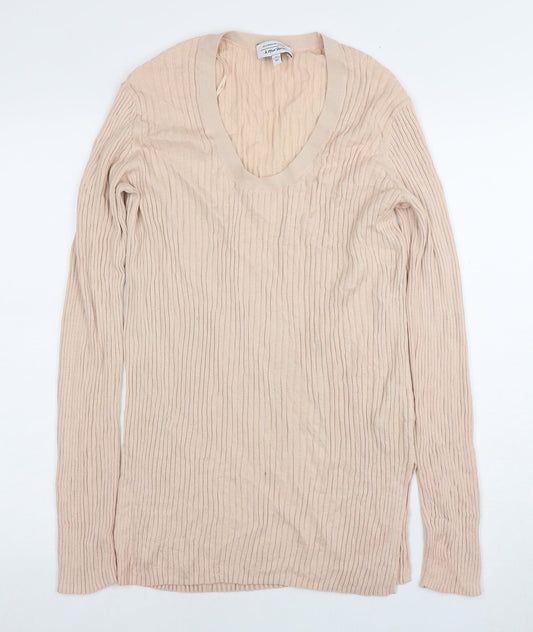Another Stories Women's Beige V-Neck Knit Blouse M