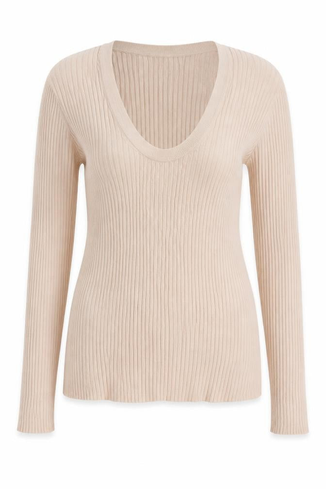 Another Stories Women's Beige V-Neck Knit Blouse M