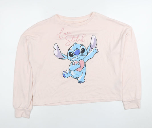Disney Women's Pink Stitch Long Sleeve Pyjama Top S