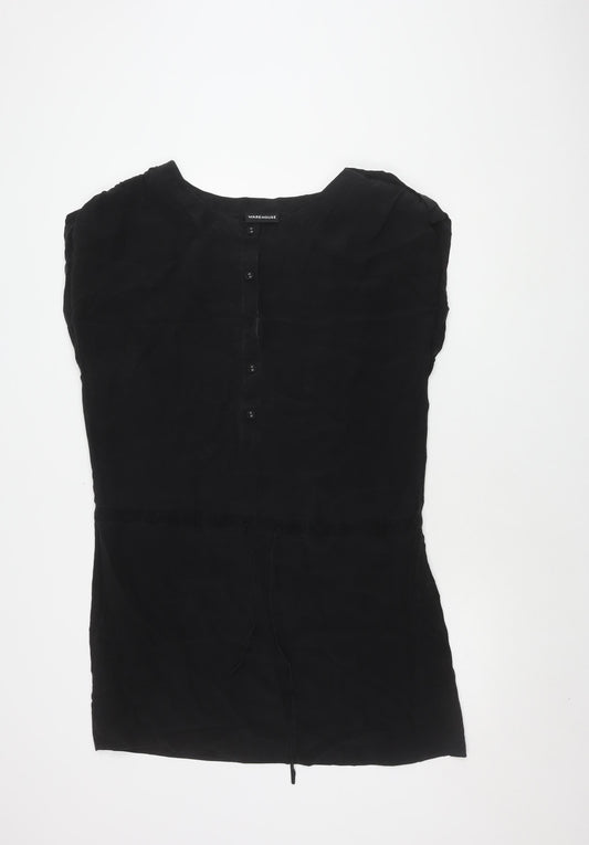 Warehouse Women's Black Silk Sleeveless Dress Size 14
