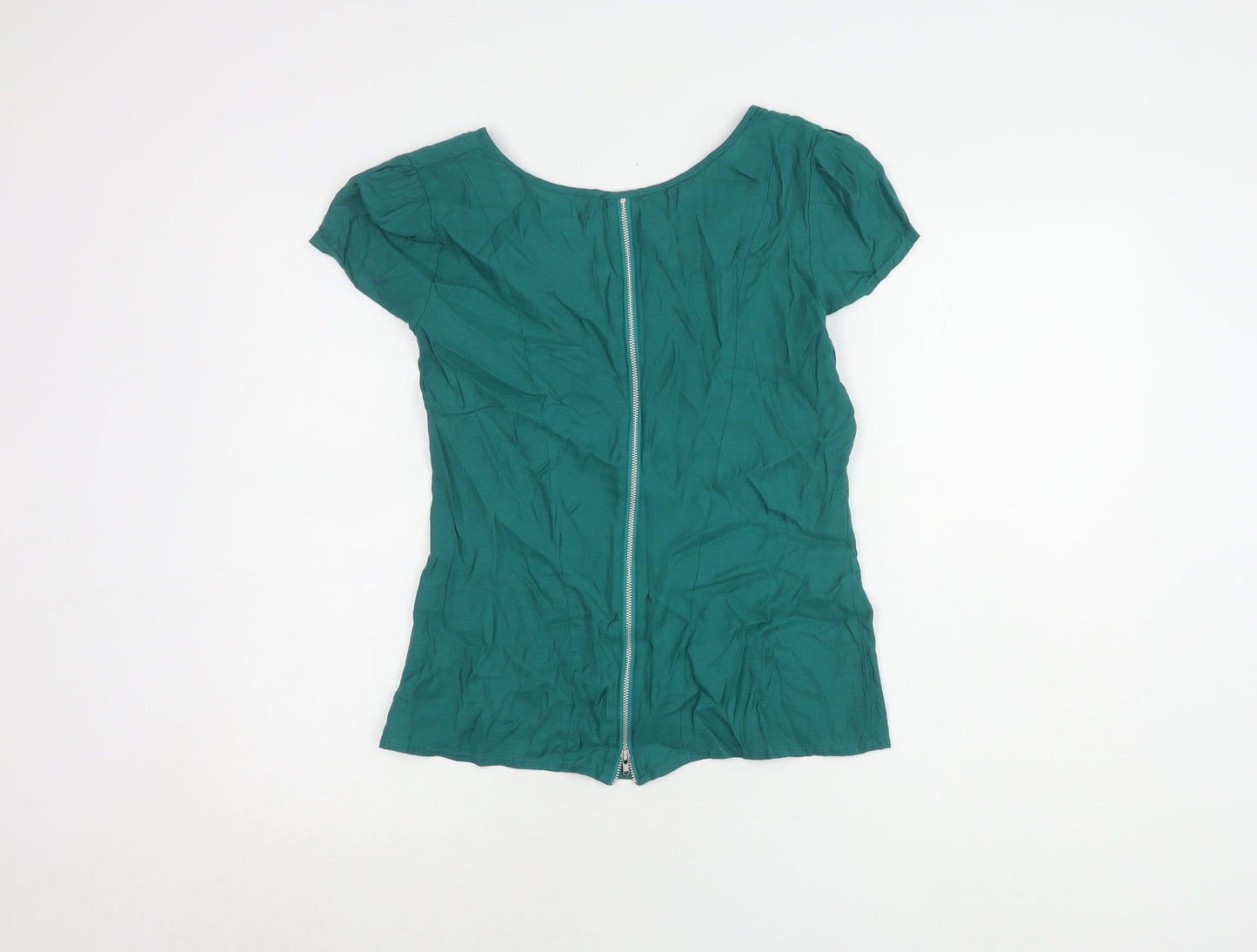 Oasis Green V-Neck Short Sleeve Women's Top