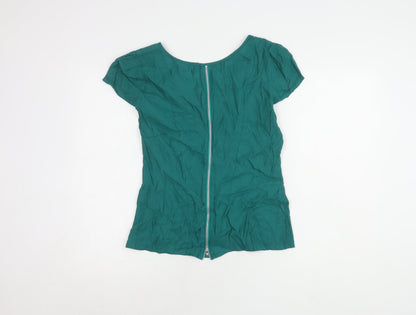 Oasis Green V-Neck Short Sleeve Women's Top