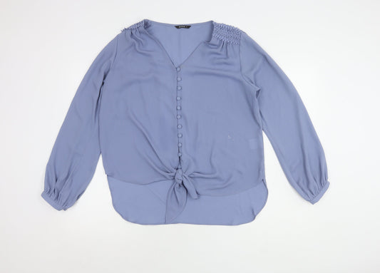 Roman Women’s Blue Long Sleeve Blouse, Size 14