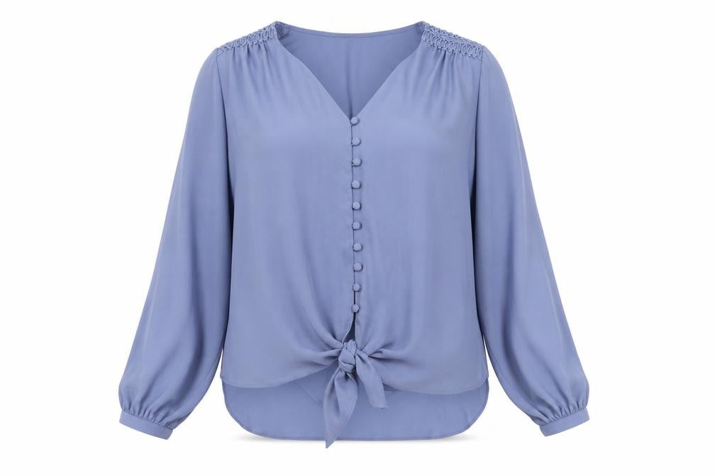 Roman Women’s Blue Long Sleeve Blouse, Size 14