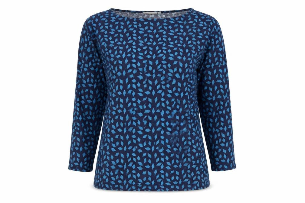 JoJo Maman Bébé Blue Geometric Women's Top, 3/4 Sleeve
