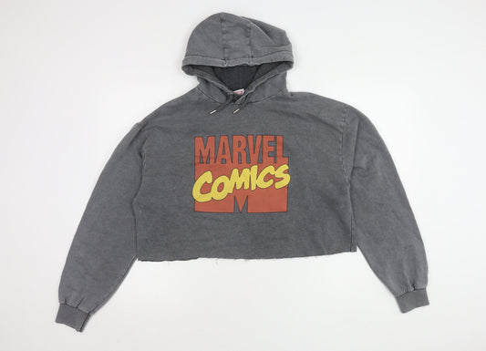 Marvel Unisex Grey Pullover Hoodie, Size M, Cotton Blend