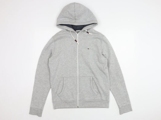Tommy Hilfiger Men's Grey Mid-Length Hooded Jacket
