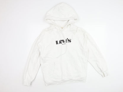 Levi's Men's White Hoodie M - Logo, Drawstring, Cotton