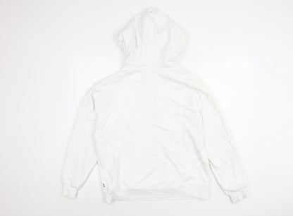 Levi's Men's White Hoodie M - Logo, Drawstring, Cotton