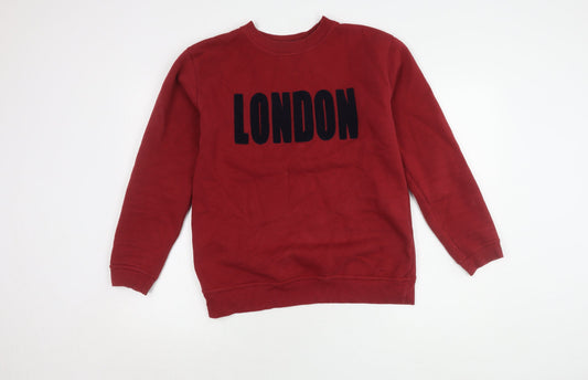 UK Red London Graphic Pullover Jumper, Size S